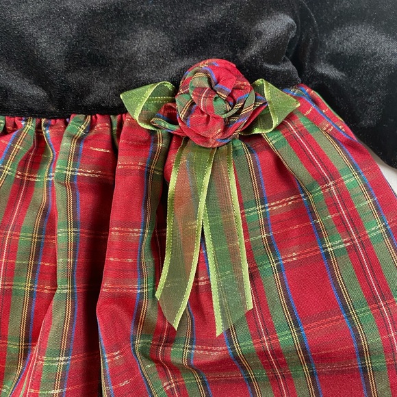 Infant Girl’s George Black Velvet Red Plaid Holiday Dress Size 12 Months - Picture 2 of 8